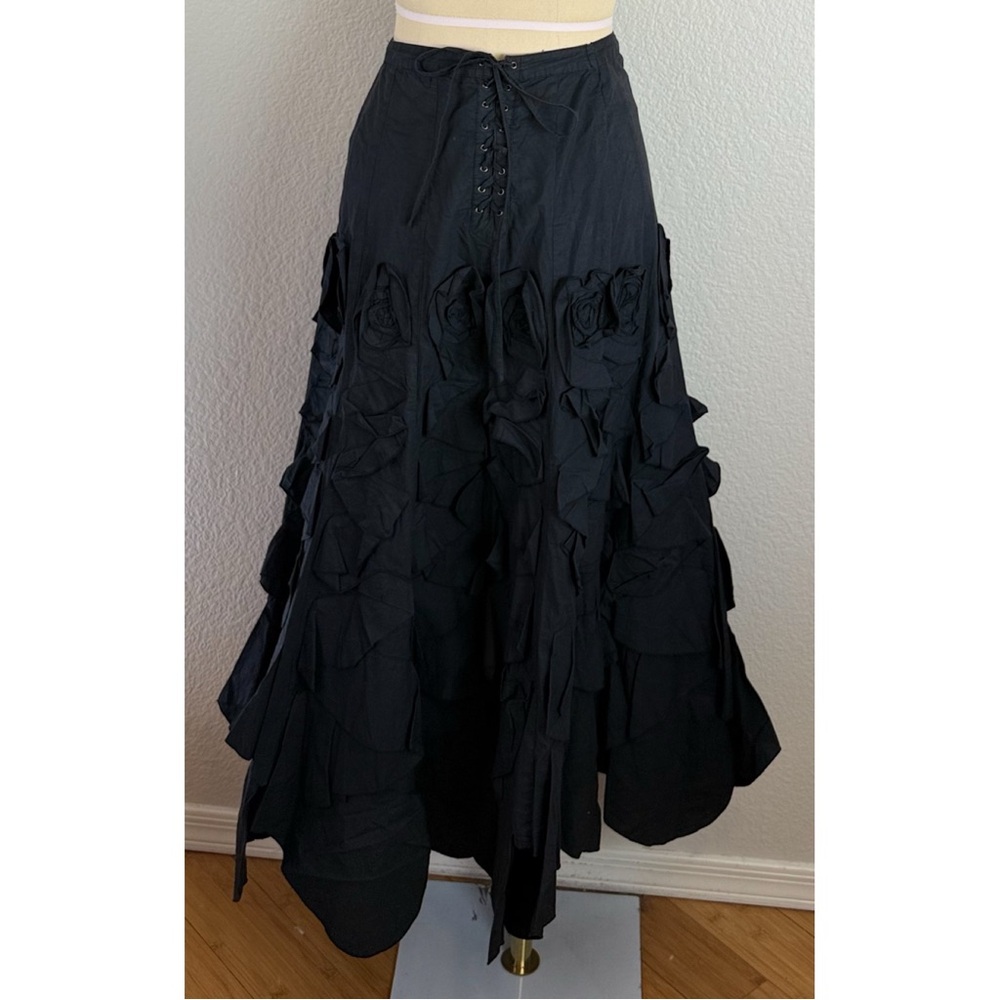 Cordelia Lace-Up Corset Skirt Ruffle Maxi Cotton Victorian Gothic Steampunk